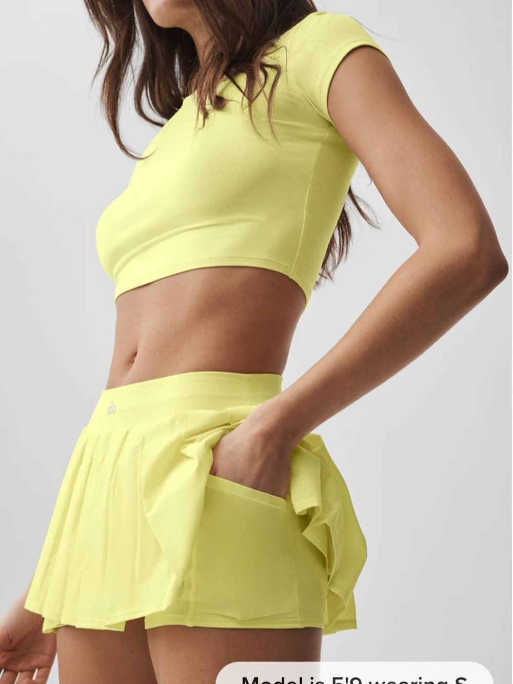 ALO Yoga Double Or Nothing  Pleated Mini Tennis Skirt Sunshine Small Like New - Picture 2 of 8